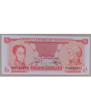 Венесуэла 5 боливаров 1989 UNC арт. 3065-00006